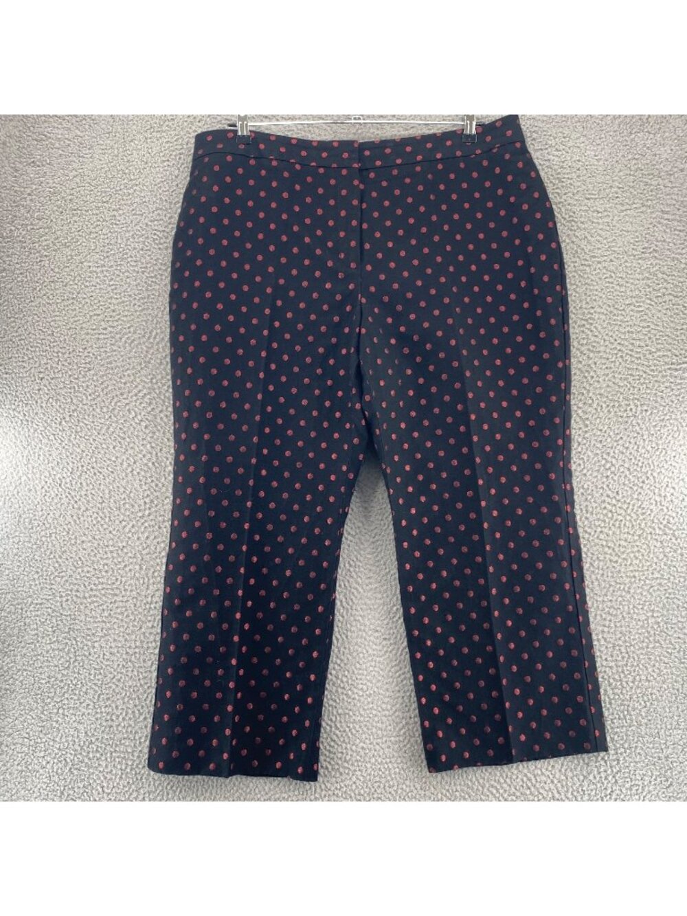 Talbots Pants Womens 18W Plus Black Red Polka Dot Shimmer Wide Leg Crop Capri